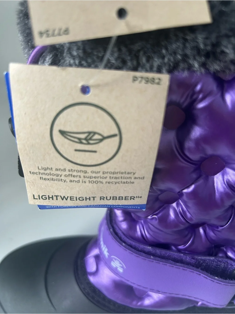 Kamik Purple Quilted Kids Waterproof Winter Boots with Faux Fur Cuff